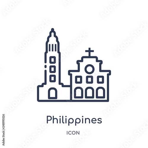 philippines icon from monuments outline collection. Thin line philippines icon isolated on white background.