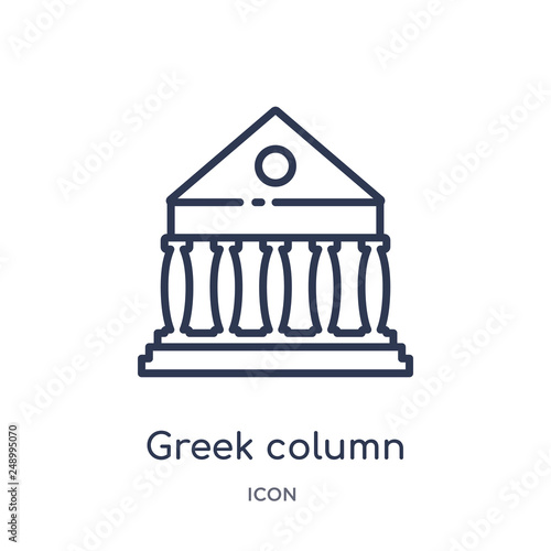 greek column icon from monuments outline collection. Thin line greek column icon isolated on white background.