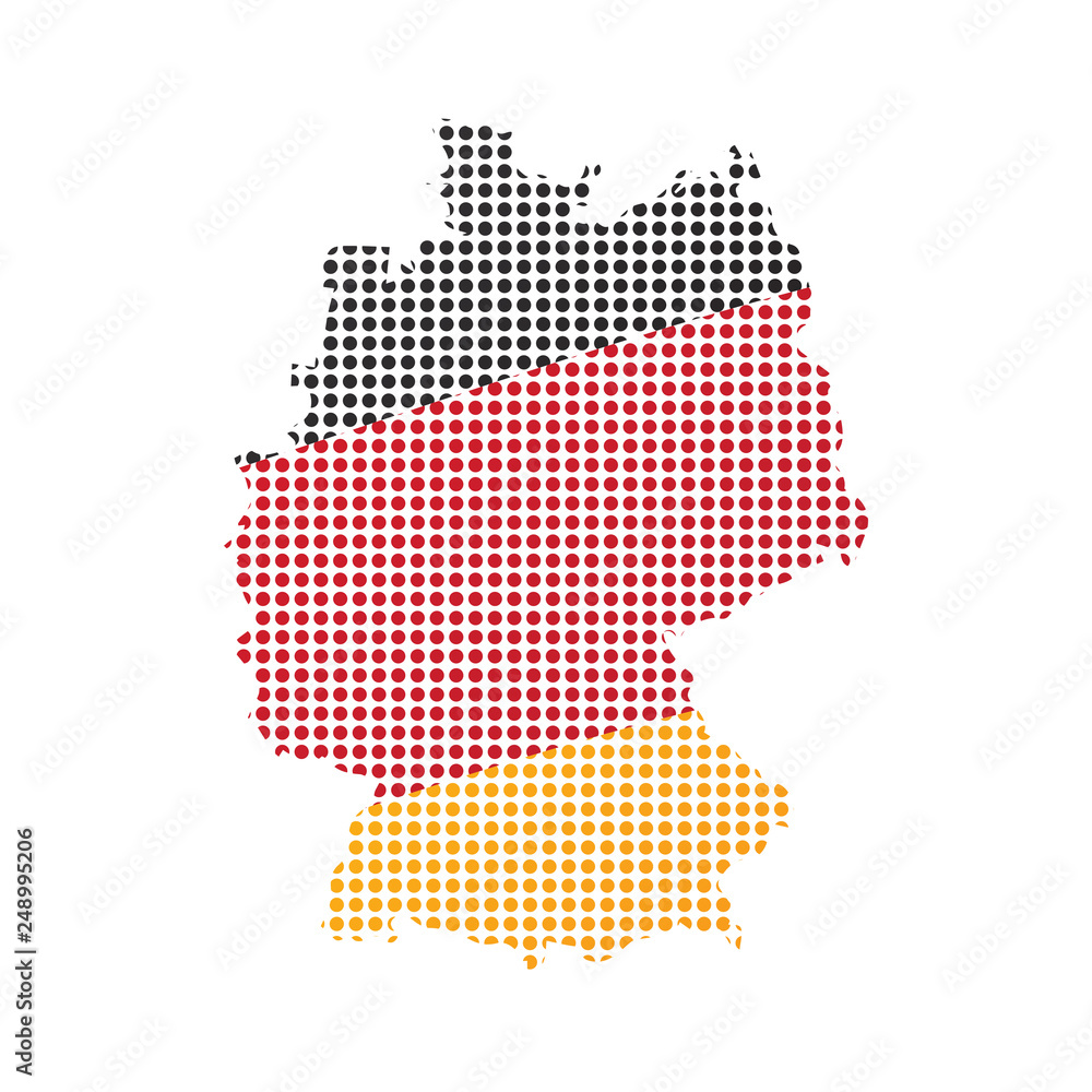 Map of Germany with flag. Pointillism style. Vector illustration design
