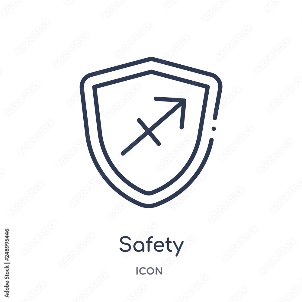 safety icon from zodiac outline collection. Thin line safety icon isolated on white background. safety icon from zodiac outline collection. Thin line safety icon isolated on white background.