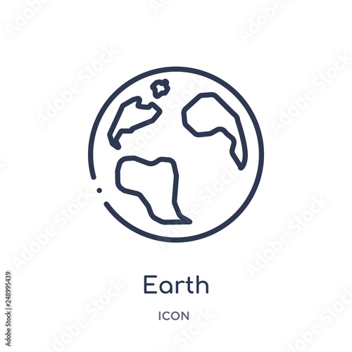 earth icon from zodiac outline collection. Thin line earth icon isolated on white background.