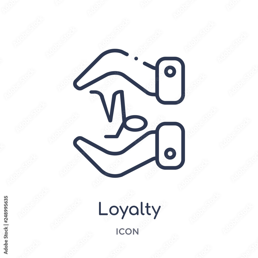 loyalty icon from zodiac outline collection. Thin line loyalty icon isolated on white background. loyalty icon from zodiac outline collection. Thin line loyalty icon isolated on white background.