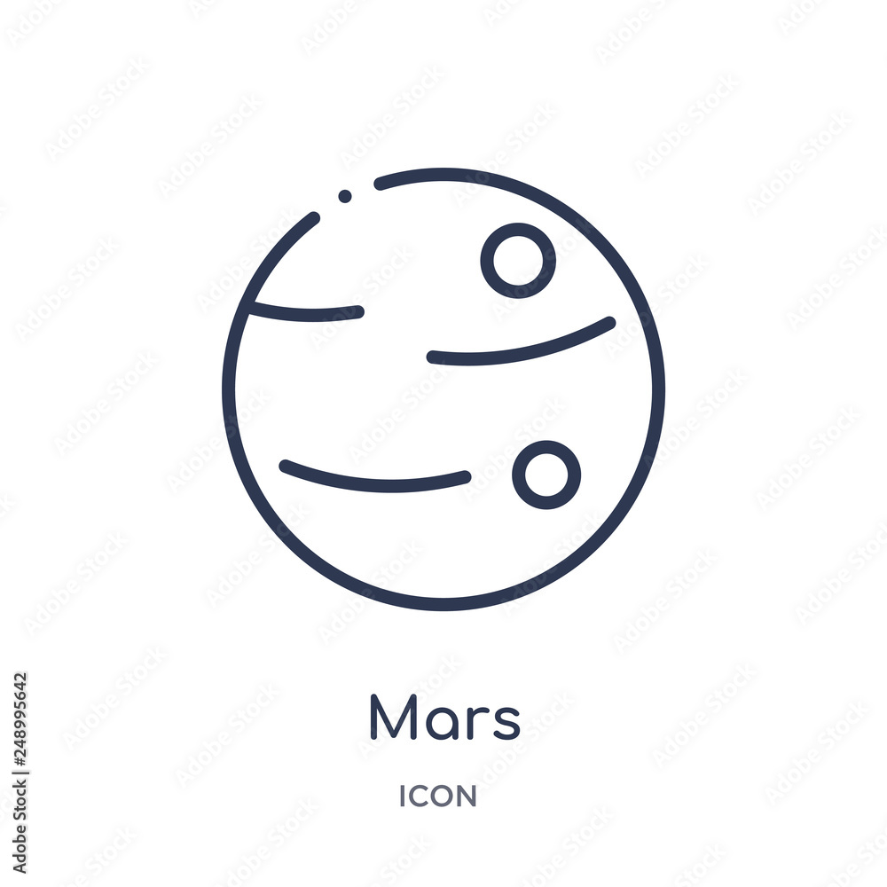 mars icon from zodiac outline collection. Thin line mars icon isolated on white background. mars icon from zodiac outline collection. Thin line mars icon isolated on white background.
