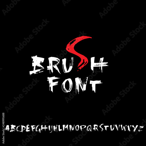Grungy modern dry brush lettering. Handdrawn grunge ink font. Vector illustration.