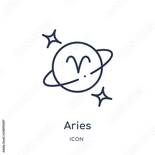 aries icon from zodiac outline collection. Thin line aries icon isolated on white background.