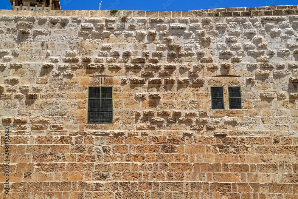 Fototapeta premium Exterior of southern wall of the ancient Temple Mount in Old City Jerusalem
