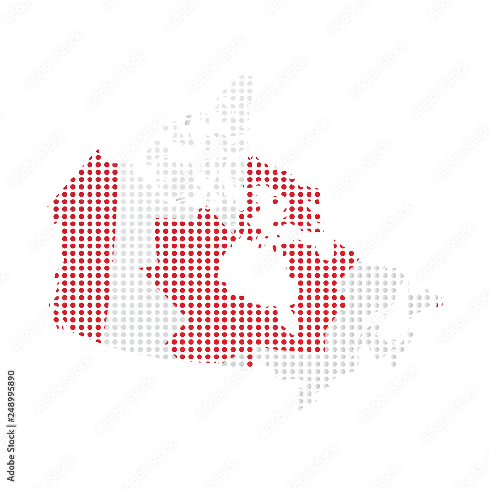 Map of Canada with flag. Pointillism style. Vector illustration design