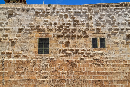 Exterior of southern wall of the ancient Temple Mount in Old City Jerusalem © shellybychowskishots