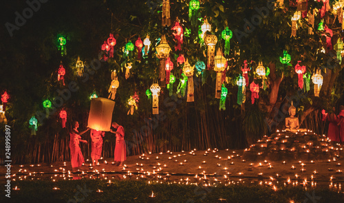 Loy Khratong Monk Ceremony in Chiang Mai, thailand © pierrick