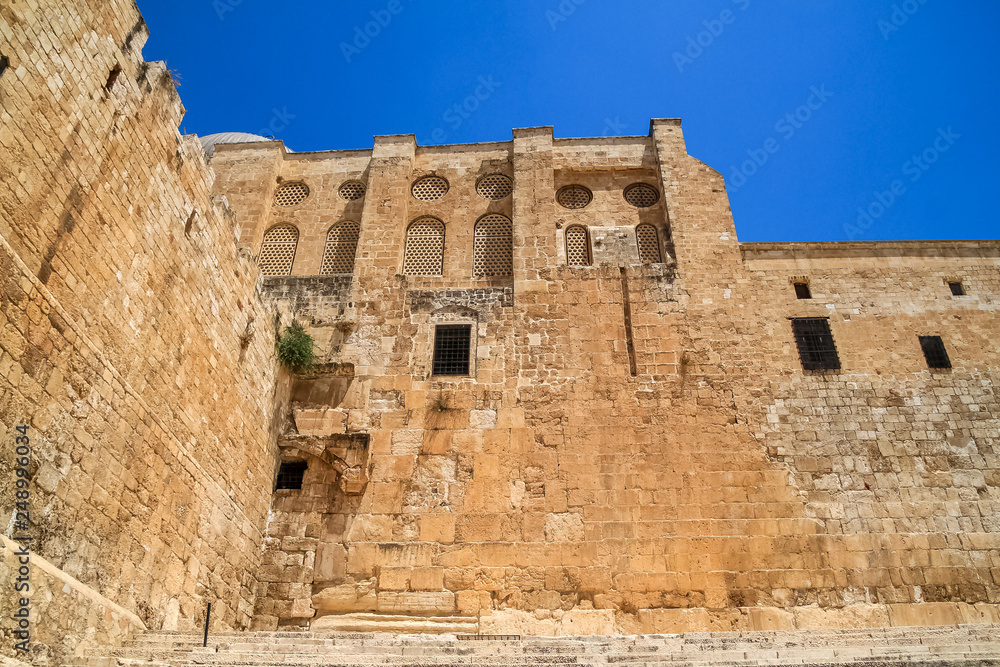 The Southern Temple Mount Wall at the Double Gate area in old city Jerusalem