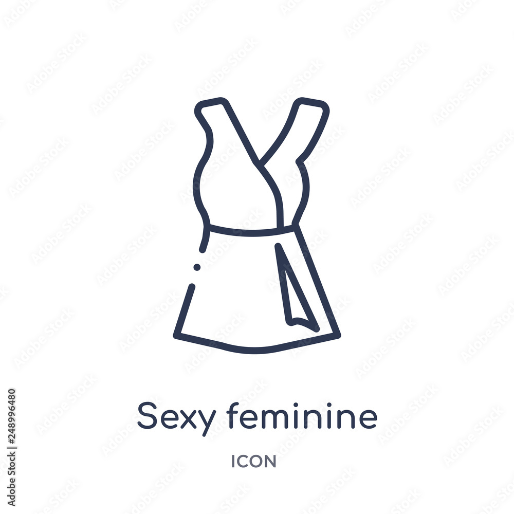 sexy feminine dress in black? icon from woman clothing outline collection. Thin line sexy feminine dress in black? icon isolated on white background. sexy feminine dress in black? icon from woman clothing outline collection. Thin line sexy feminine dress in black? icon isolated on white background.