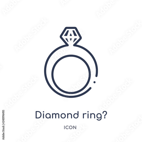 diamond ring? icon from woman clothing outline collection. Thin line diamond ring? icon isolated on white background.