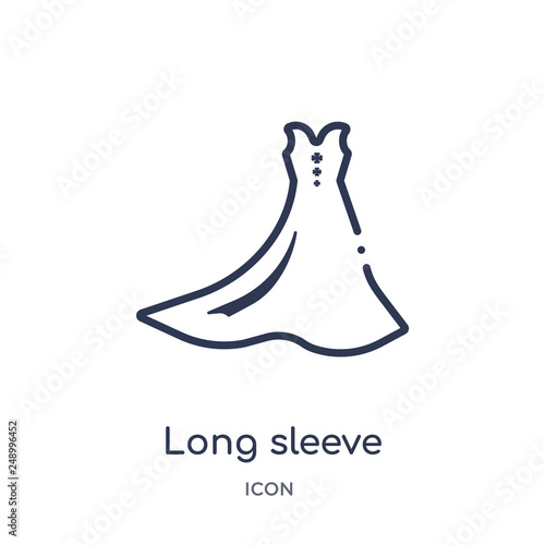 long sleeve flowy dress? icon from woman clothing outline collection. Thin line long sleeve flowy dress? icon isolated on white background.