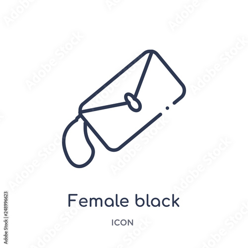 female black handbag? icon from woman clothing outline collection. Thin line female black handbag? icon isolated on white background.