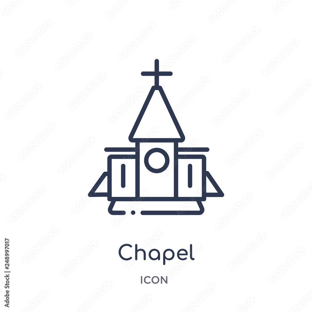 chapel icon from winter outline collection. Thin line chapel icon isolated on white background. chapel icon from winter outline collection. Thin line chapel icon isolated on white background.