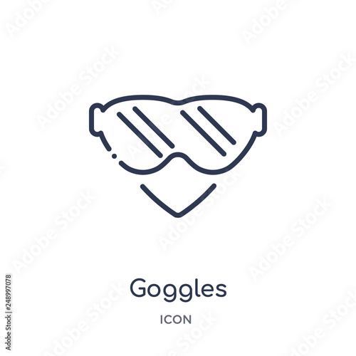 goggles icon from winter outline collection. Thin line goggles icon isolated on white background.