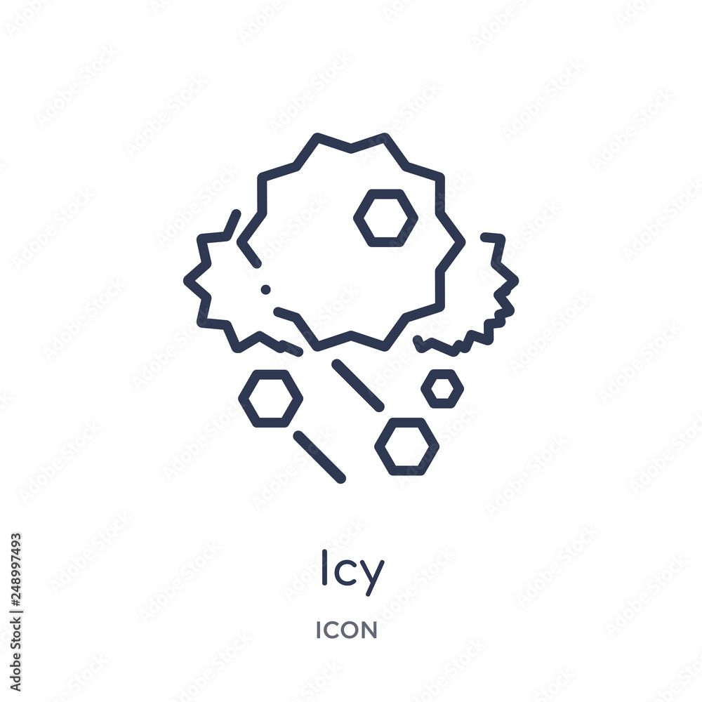 icy icon from weather outline collection. Thin line icy icon isolated on white background. icy icon from weather outline collection. Thin line icy icon isolated on white background.