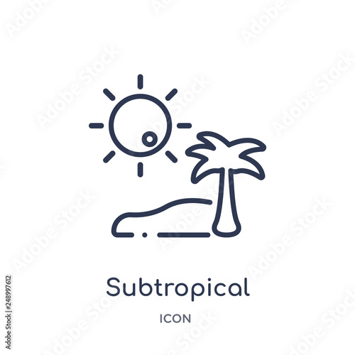 subtropical climate icon from weather outline collection. Thin line subtropical climate icon isolated on white background.
