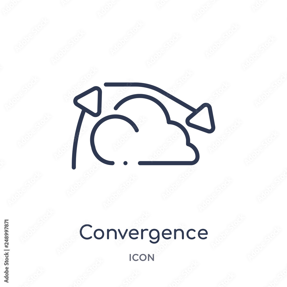 convergence icon from weather outline collection. Thin line convergence icon isolated on white background. convergence icon from weather outline collection. Thin line convergence icon isolated on white background.