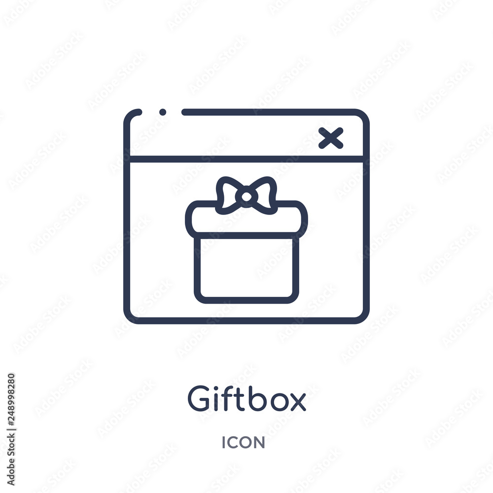 giftbox icon from web navigation outline collection. Thin line giftbox icon isolated on white background.