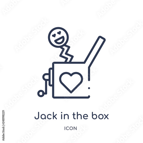 jack in the box icon from valentines day outline collection. Thin line jack in the box icon isolated on white background.