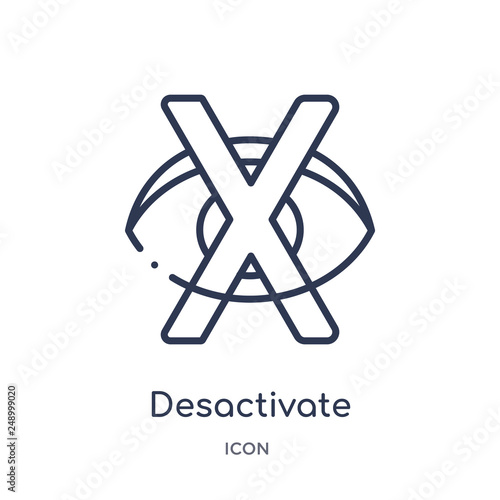 desactivate icon from user interface outline collection. Thin line desactivate icon isolated on white background.
