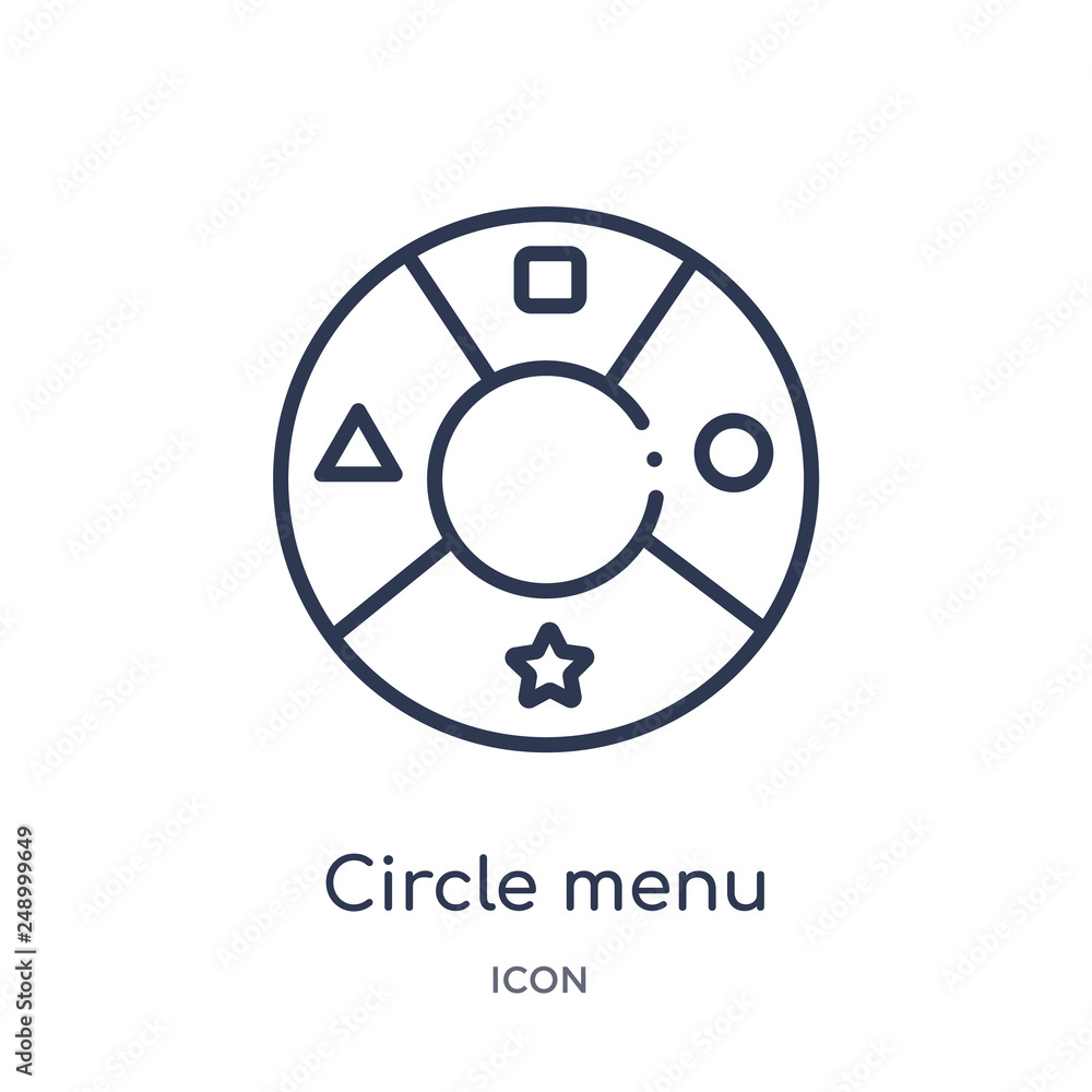 circle menu icon from ultimate glyphicons outline collection. Thin line circle menu icon isolated on white background. circle menu icon from ultimate glyphicons outline collection. Thin line circle menu icon isolated on white background.