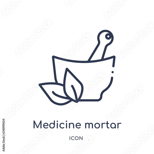 medicine mortar icon from ultimate glyphicons outline collection. Thin line medicine mortar icon isolated on white background.