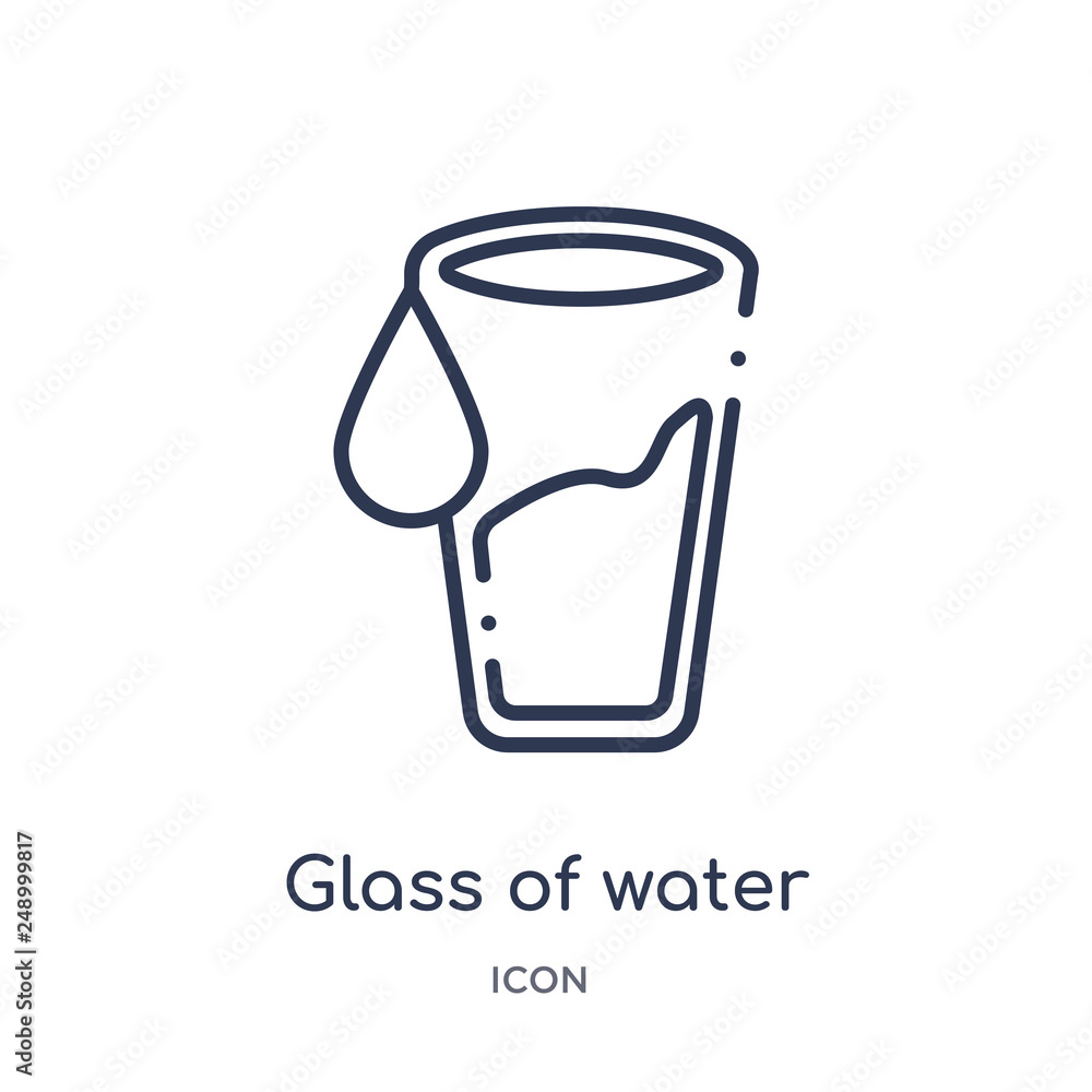 glass of water with drop icon from ultimate glyphicons outline collection. Thin line glass of water with drop icon isolated on white background. glass of water with drop icon from ultimate glyphicons outline collection. Thin line glass of water with drop icon isolated on white background.