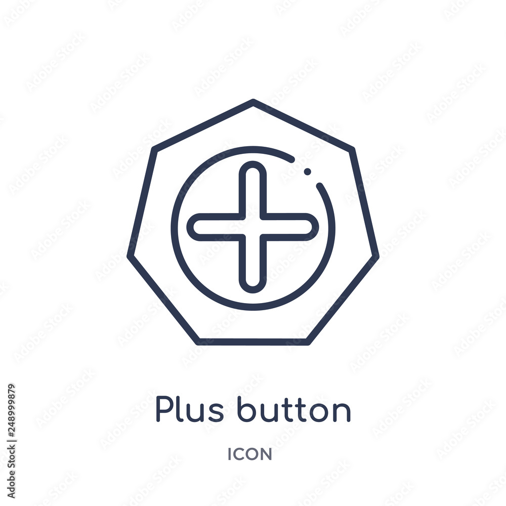 plus button icon from ultimate glyphicons outline collection. Thin line plus button icon isolated on white background.