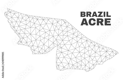 Abstract Acre State map isolated on a white background. Triangular mesh model in black color of Acre State map. Polygonal geographic scheme designed for political illustrations.