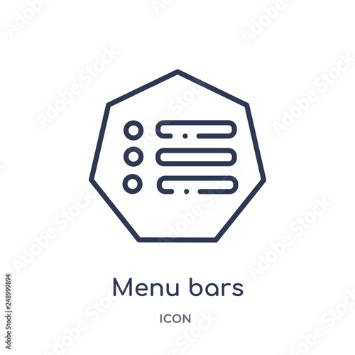 menu bars icon from ultimate glyphicons outline collection. Thin line menu bars icon isolated on white background. photo