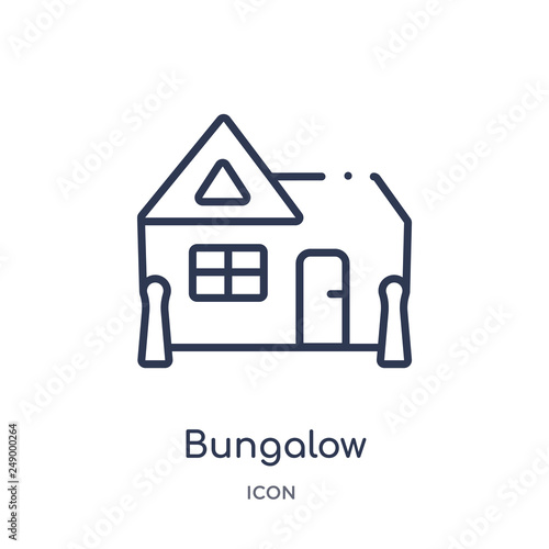 bungalow icon from travel outline collection. Thin line bungalow icon isolated on white background.