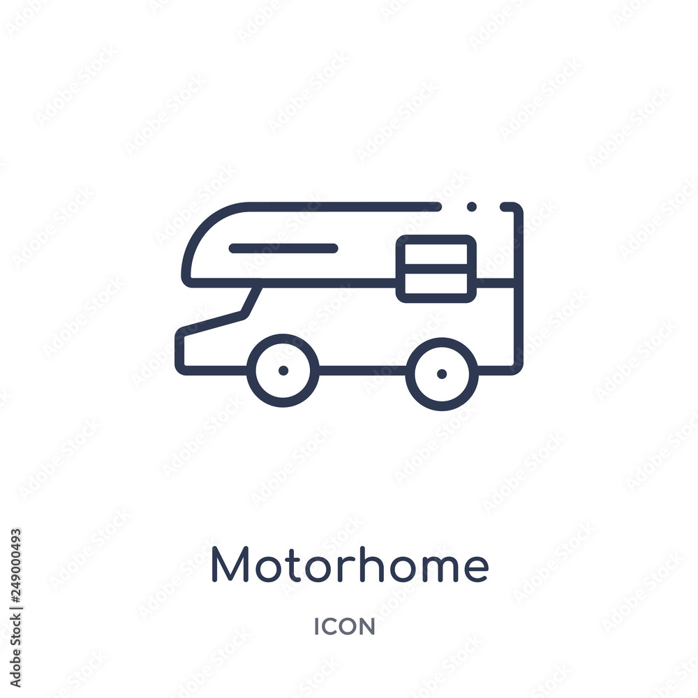 motorhome icon from travel outline collection. Thin line motorhome icon isolated on white background. motorhome icon from travel outline collection. Thin line motorhome icon isolated on white background.