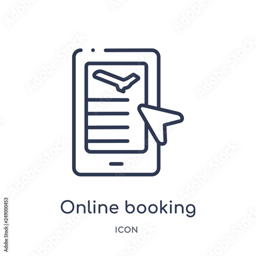 online booking icon from travel outline collection. Thin line online booking icon isolated on white background.