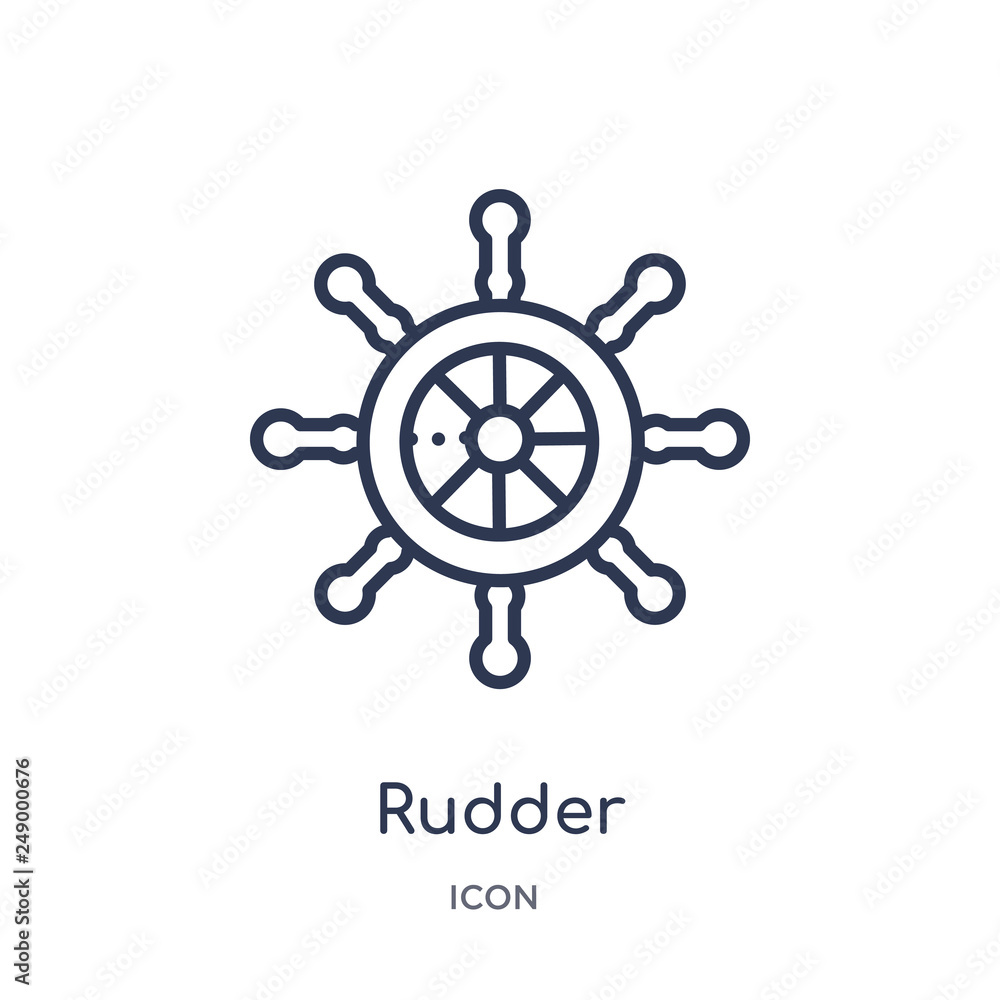 rudder icon from travel outline collection. Thin line rudder icon isolated on white background. rudder icon from travel outline collection. Thin line rudder icon isolated on white background.