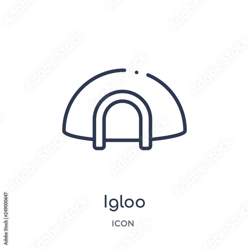 igloo icon from travel outline collection. Thin line igloo icon isolated on white background.