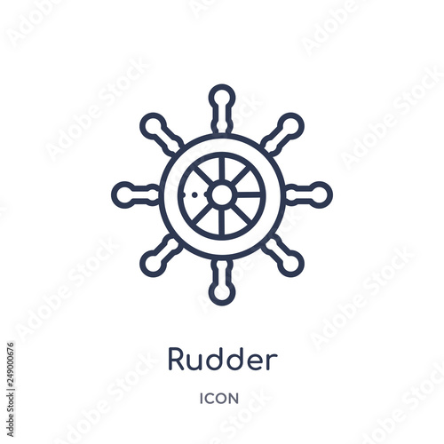 rudder icon from travel outline collection. Thin line rudder icon isolated on white background.