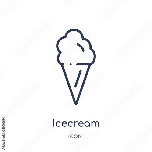 icecream icon from travel outline collection. Thin line icecream icon isolated on white background.