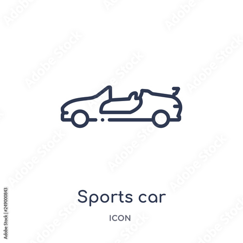 sports car icon from transportaytan outline collection. Thin line sports car icon isolated on white background.