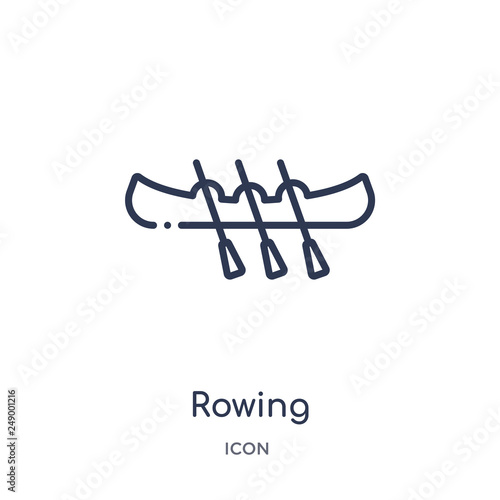rowing icon from transportaytan outline collection. Thin line rowing icon isolated on white background.