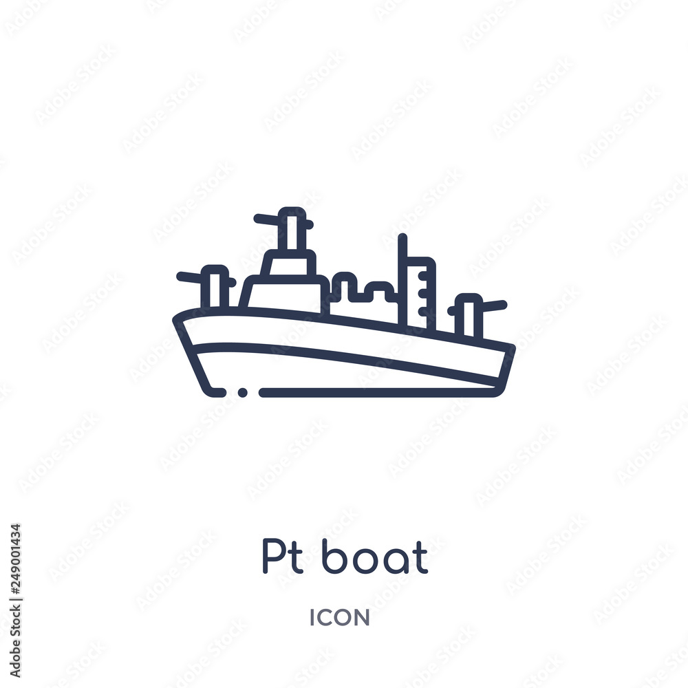 Obraz premium pt boat icon from transportation outline collection. Thin line pt boat icon isolated on white background.