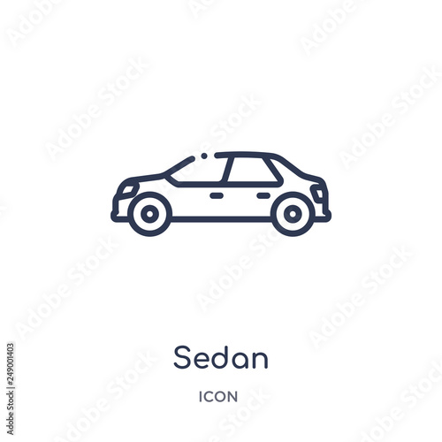 sedan icon from transportation outline collection. Thin line sedan icon isolated on white background.