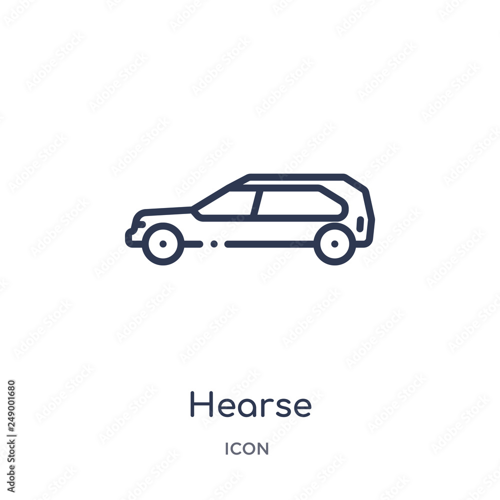 hearse icon from transportation outline collection. Thin line hearse icon isolated on white background.