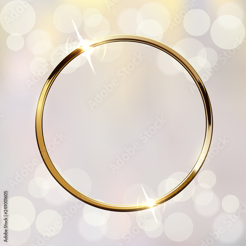 Shiny sparkling golden ring on blurred background vector illustration