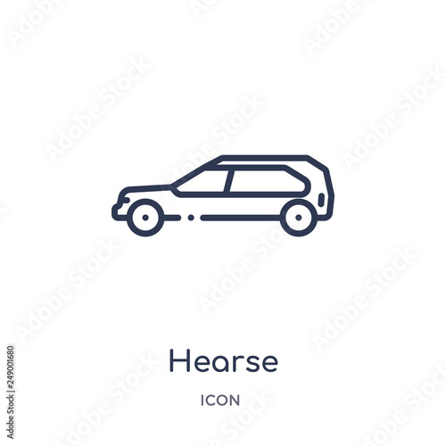 hearse icon from transportation outline collection. Thin line hearse icon isolated on white background.