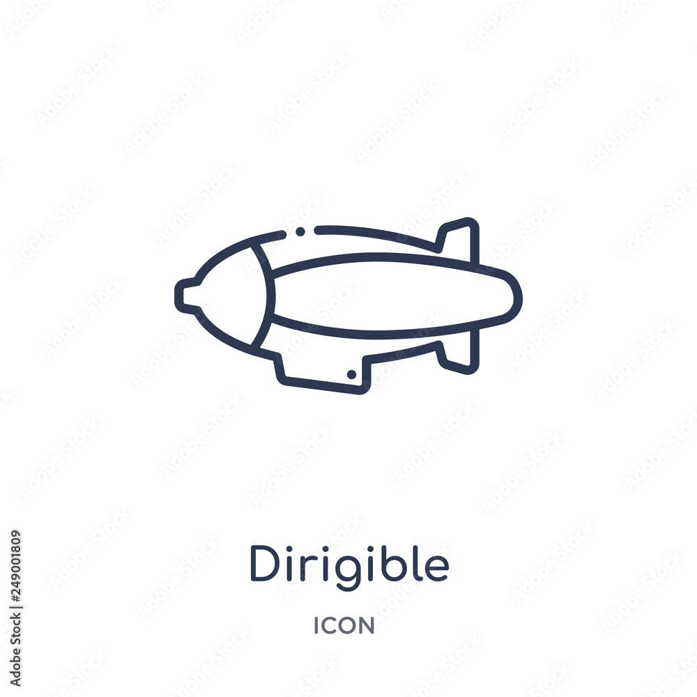 dirigible icon from transportation outline collection. Thin line dirigible icon isolated on white background. dirigible icon from transportation outline collection. Thin line dirigible icon isolated on white background.