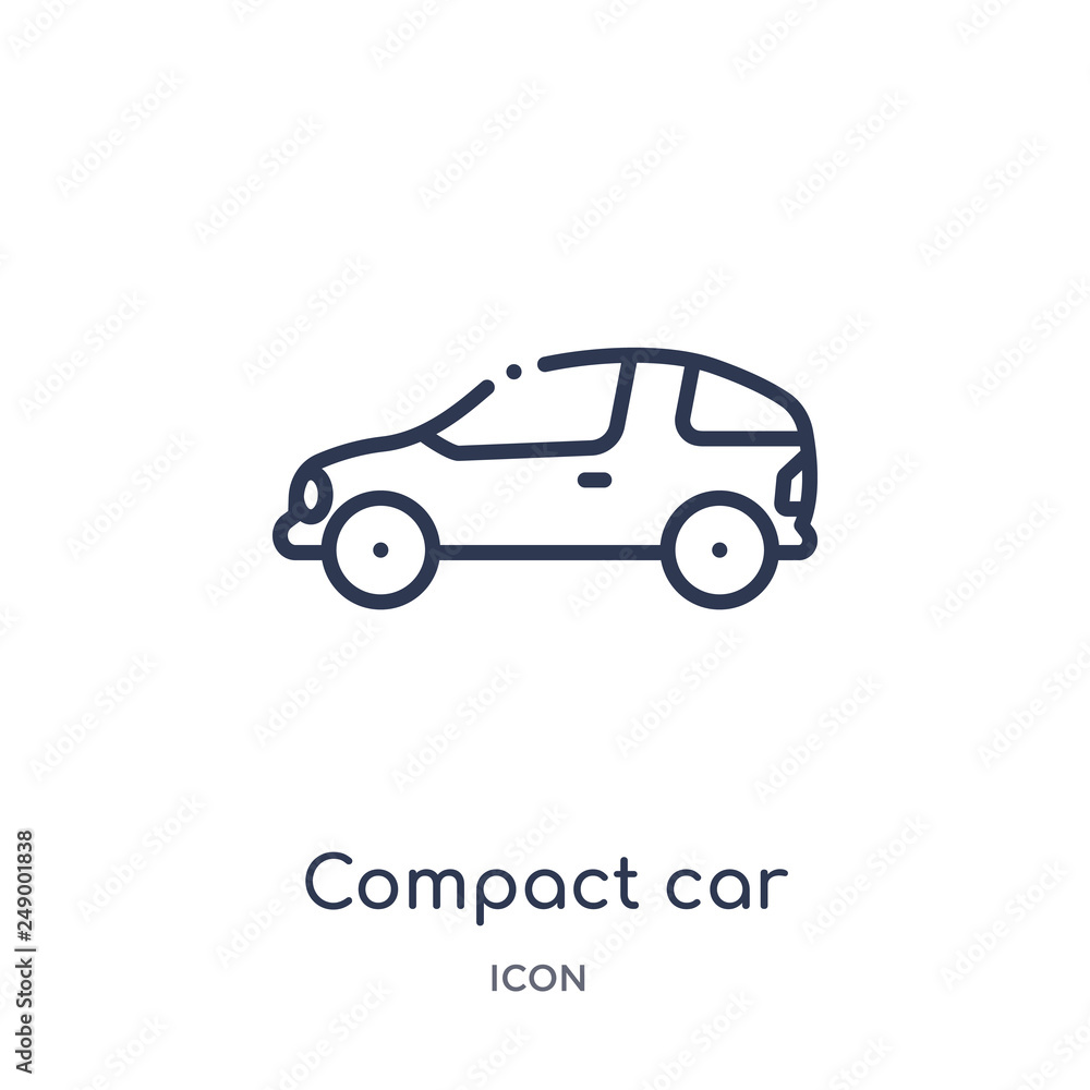 compact car icon from transportation outline collection. Thin line compact car icon isolated on white background. compact car icon from transportation outline collection. Thin line compact car icon isolated on white background.