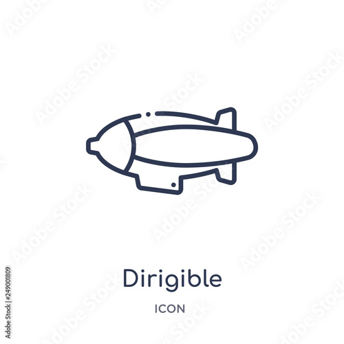 dirigible icon from transportation outline collection. Thin line dirigible icon isolated on white background.