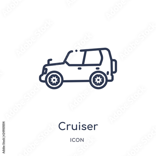 cruiser icon from transportation outline collection. Thin line cruiser icon isolated on white background.
